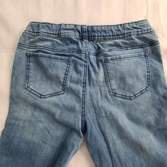 Cat & Jack Super Skinny Jeans Medium Blue w/Patches & Unfinished Hem 12 2409 - Picture 11 of 12